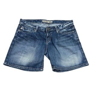 BIG STAR Sweet Ultra Low Rise Denim Jean Shorts Distressed Blue Women's Size 28